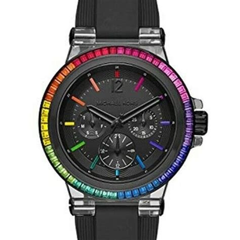 black michael kors watch with rainbow six siege|Michael Kors black leather watch.